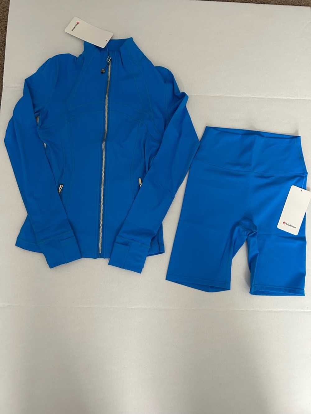 Lululemon Bright Blue Zip Jacket & Shorts Set Size 6